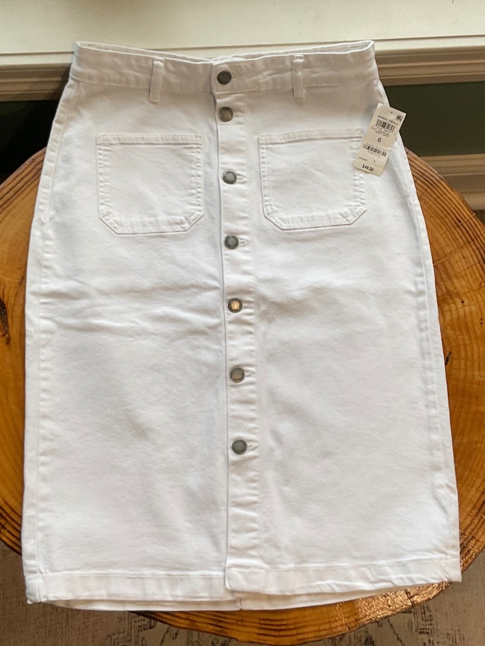 ON 34th Women's Patch Pocket Denim Skirt Created For Macy's In Bright White NWT